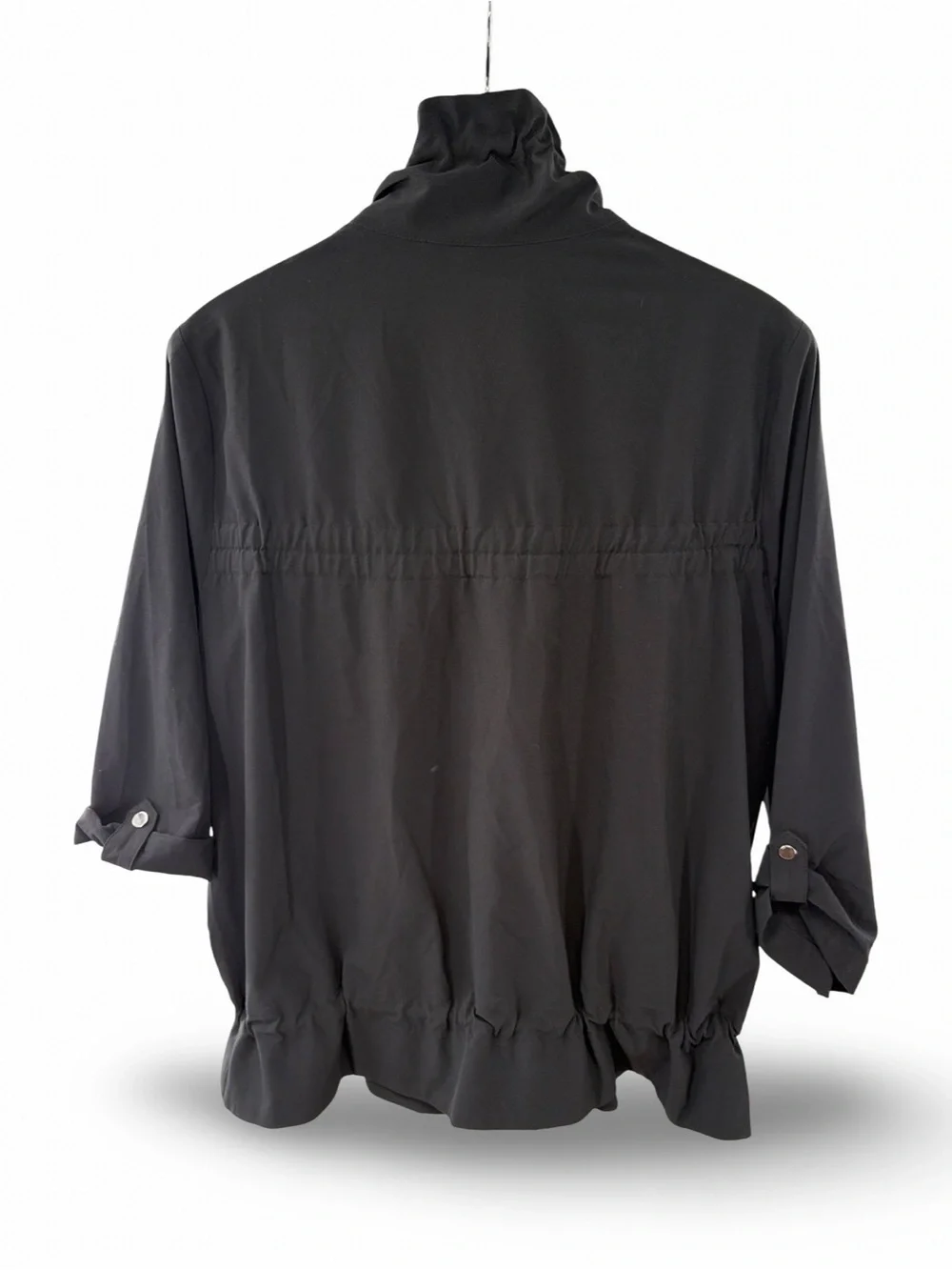 Chico’s Zenergy Black Zip-Front Drawstring Jacket Size 1 (small)